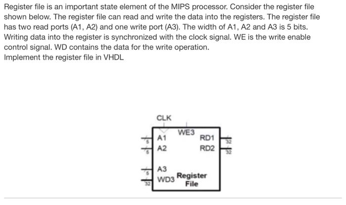 Solved Register file is an important state element of the | Chegg.com