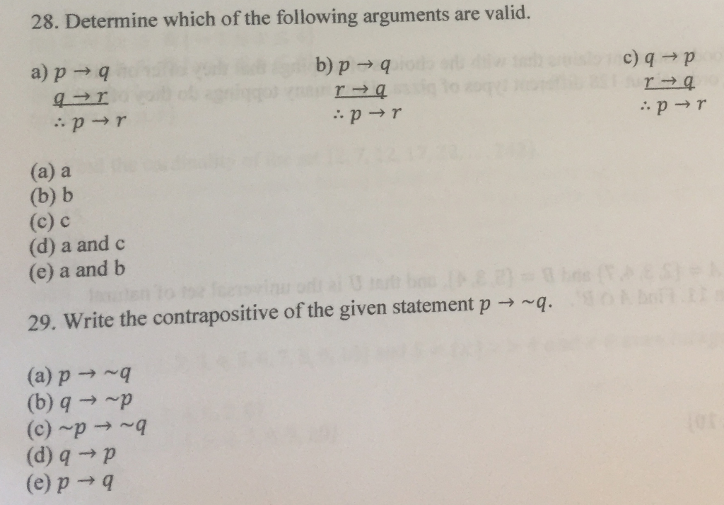 Solved 28 Determine Which Of The Following Arguments Are Chegg Com