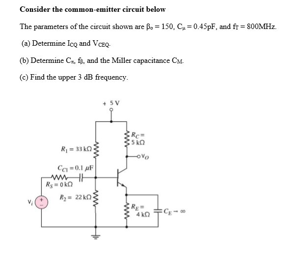 Solved Consider the common-emitter circuit below The | Chegg.com