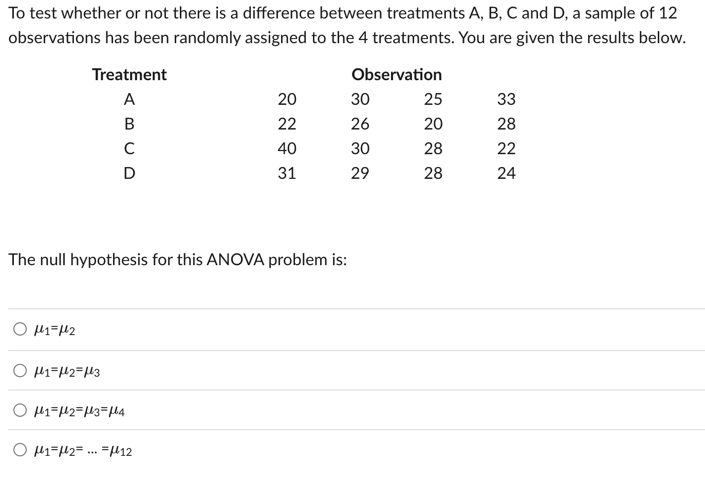 Solved To test whether or not there is a difference between | Chegg.com
