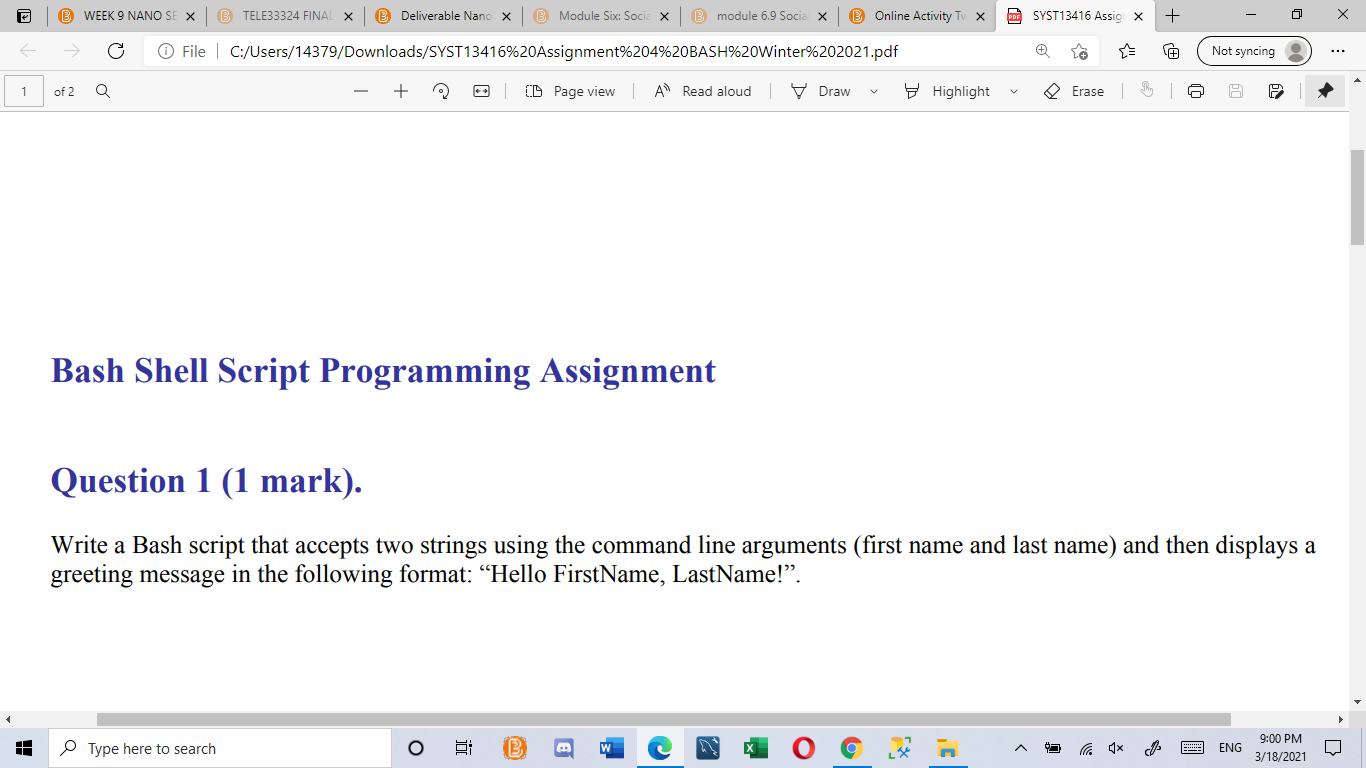 Solved B Week 9 Nano Se B Tele Final X B Deliverable Chegg Com
