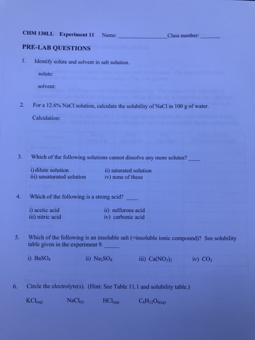 Solved CHM 130LL Experiment 11 PRELAB QUESTIONS 1. Identify