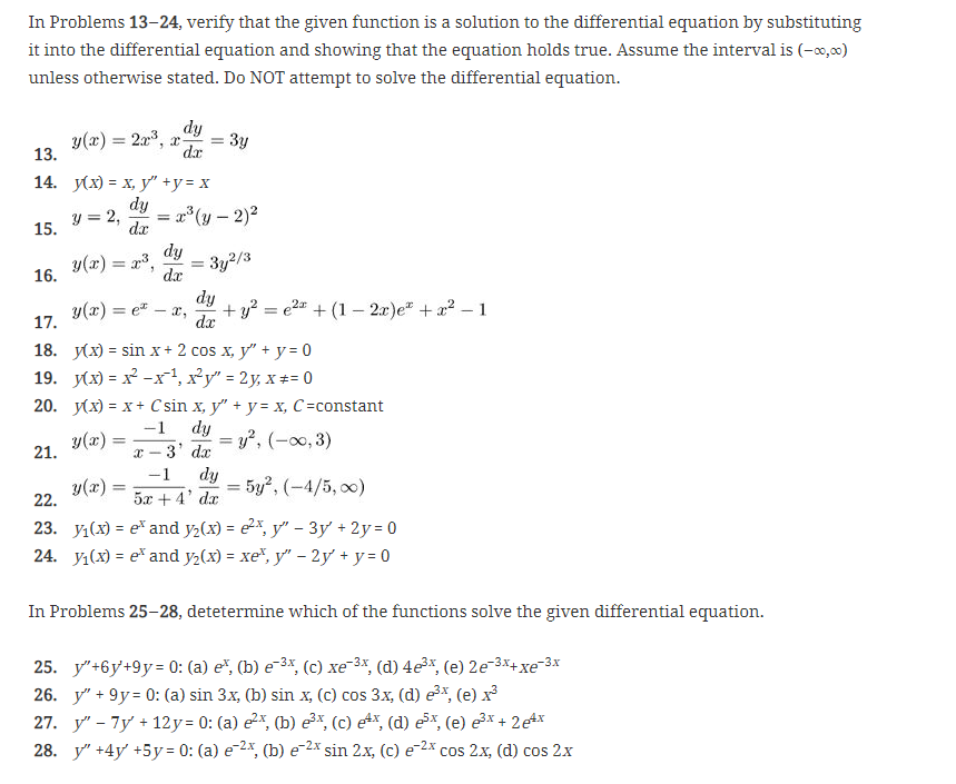 Solved In Problems 13-24, verify that the given function is | Chegg.com