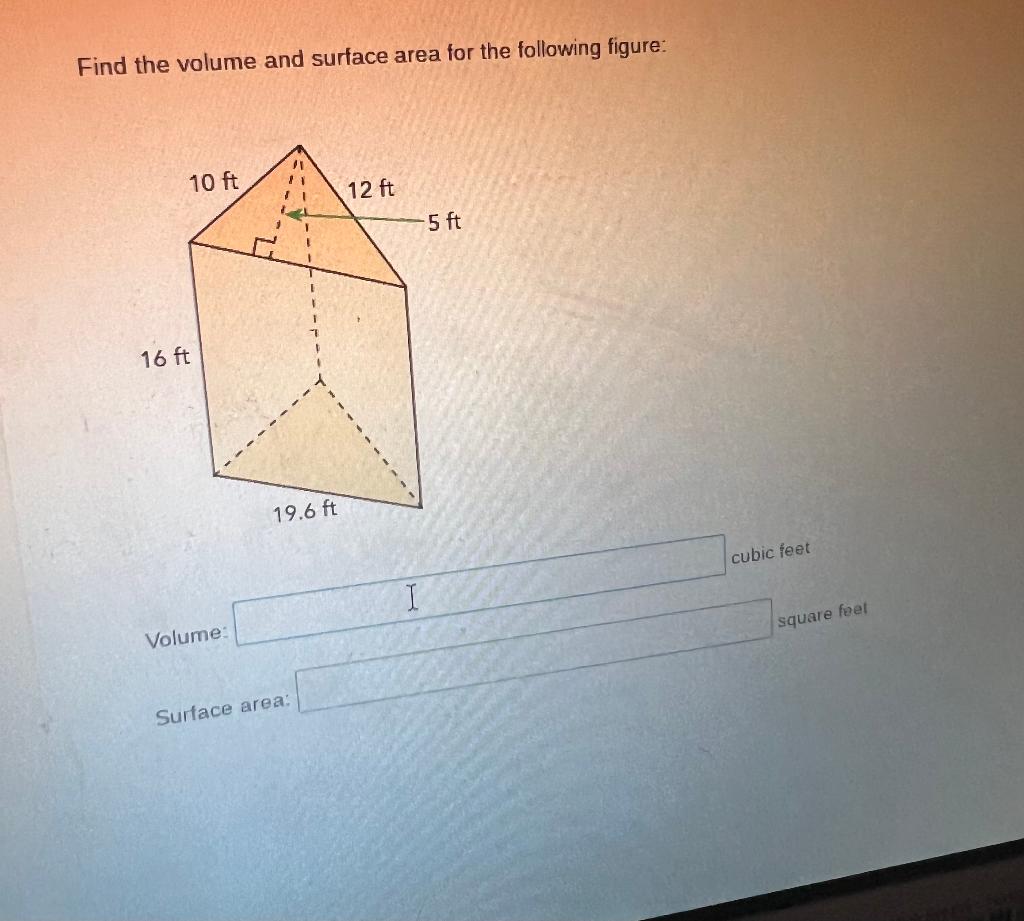 Solved Find the volume and surface area for the following | Chegg.com