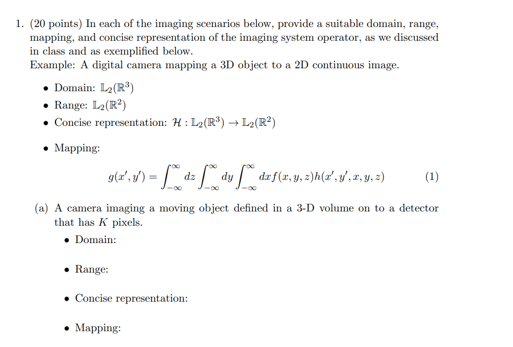 (20 points) In each of the imaging scenarios below, | Chegg.com