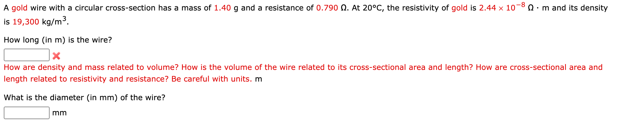 Solved A long aluminum wire with a diameter of 1.23 cm | Chegg.com