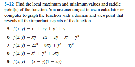 Solved 5-22 Find the local maximum and minimum values and | Chegg.com