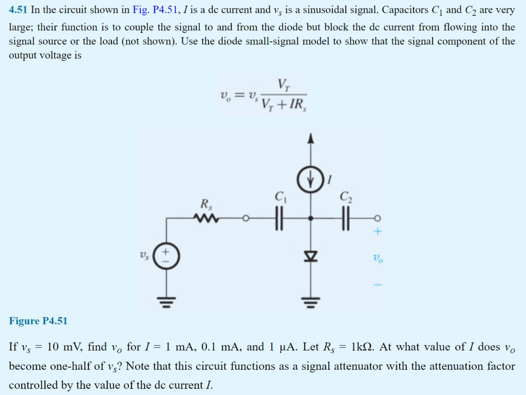 Solved 4.51 In the circuit shown in Fig. P4.51, I is a dc | Chegg.com