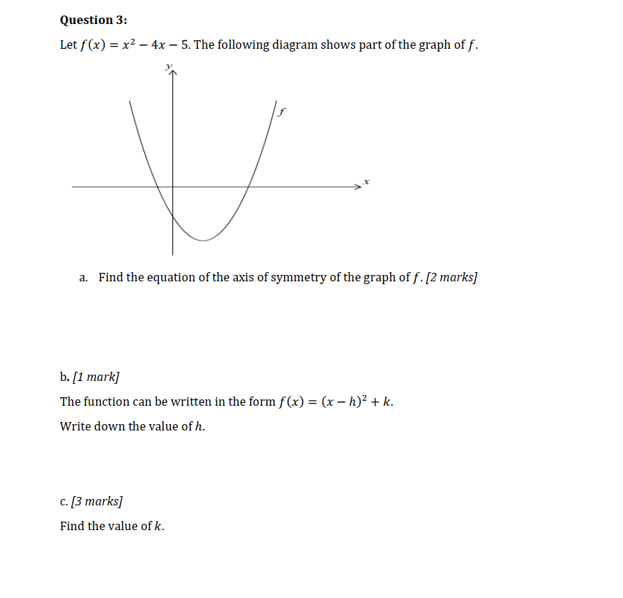 Solved Question 2 A The Graph Of The Quadratic Function Chegg Com