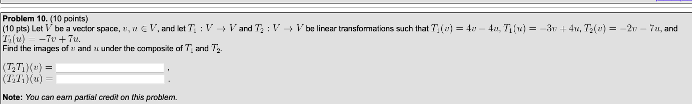 Solved Problem 10. (10 points) (10 pts) Let V be a vector | Chegg.com