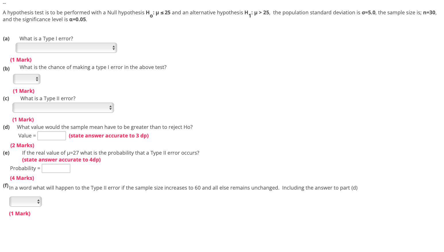 Solved options for a ) Answer: Reject Ho when Ho is | Chegg.com