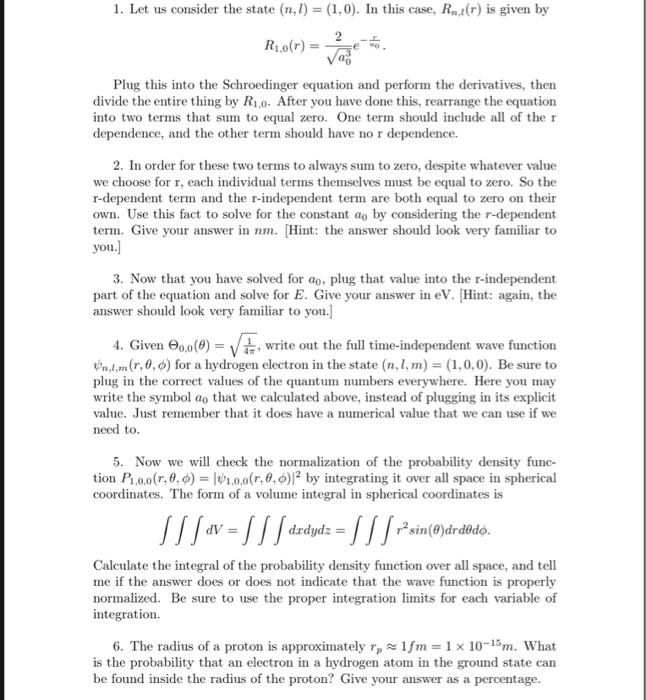 The radial part of the Schroedinger equation for an | Chegg.com