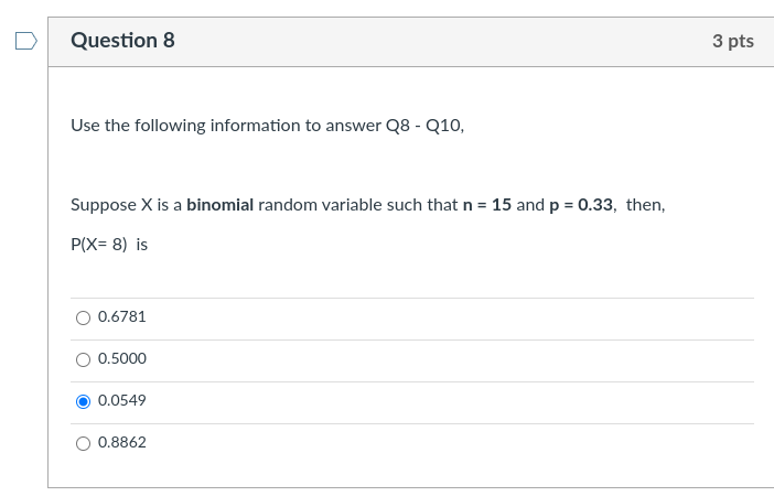 Solved Question 8 3 pts Use the following information to | Chegg.com