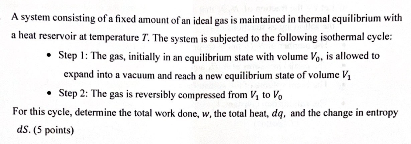 Solved A system consisting of a fixed amount of an ideal gas | Chegg.com