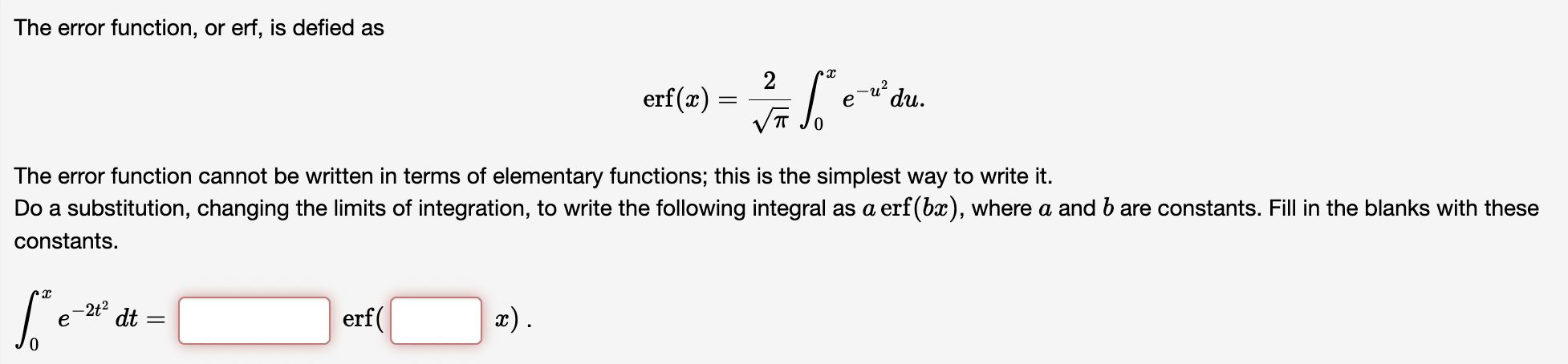 Solved The error function, or erf, is defied as | Chegg.com