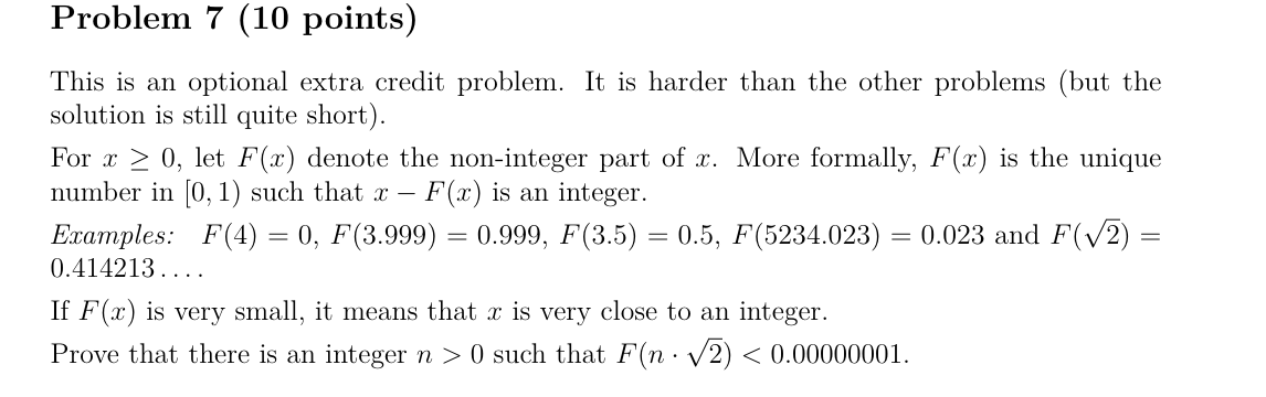 Solved Problem 7 (10 points) This is an optional extra | Chegg.com