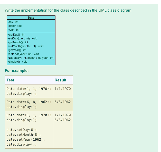 Solved Write the implementation for the class described in | Chegg.com