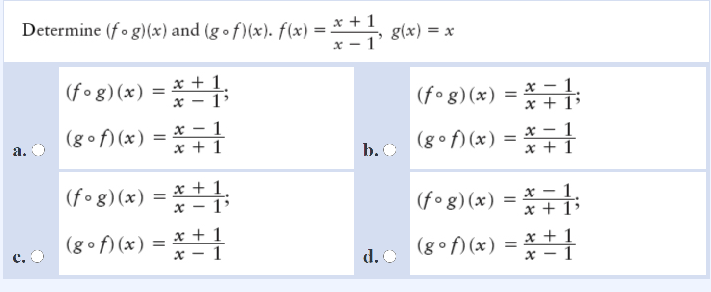 Determine Fog X And Gof X F X X 1 G X X Chegg Com