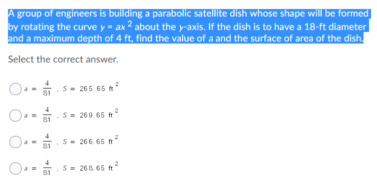 A Group Of Engineers Is Building A Parabolic Chegg Com