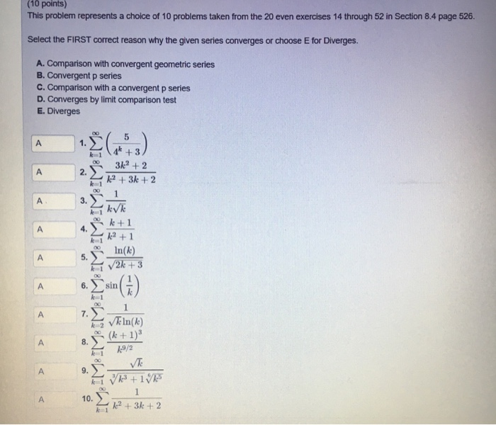 Solved 10 Points This Problem Represents A Choice Of 10