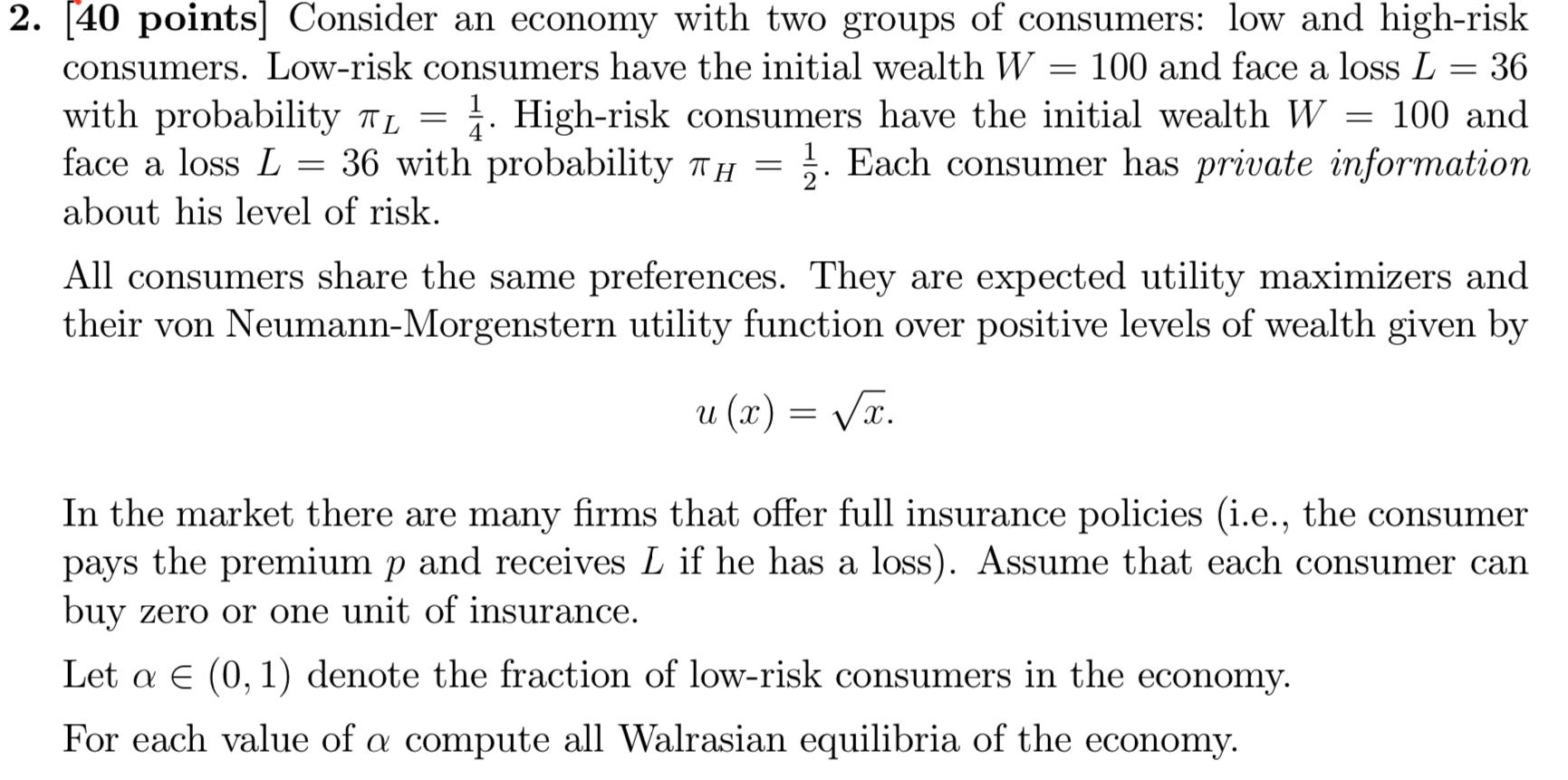 Solved consumers. Low-risk consumers have the initial wealth | Chegg.com