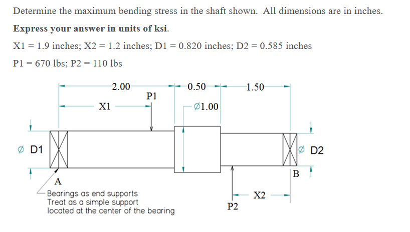 Solved: Determine The Maximum Bending Stress In The Shaft ... | Chegg.com