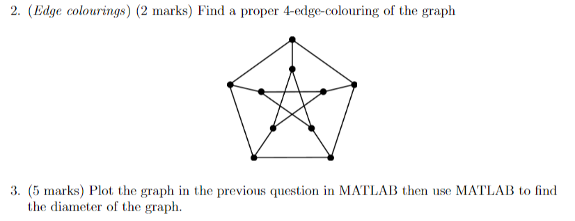 Solved 2. (Edge colourings) (2 marks) Find a proper | Chegg.com