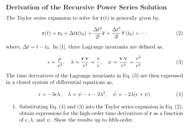 Solved Derivation of the Recursive Power Series Solution The | Chegg.com