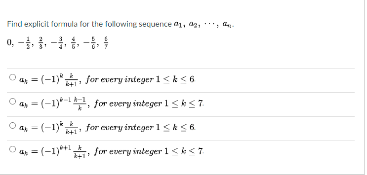 Solved Find Explicit Formula For The Following Sequence 01