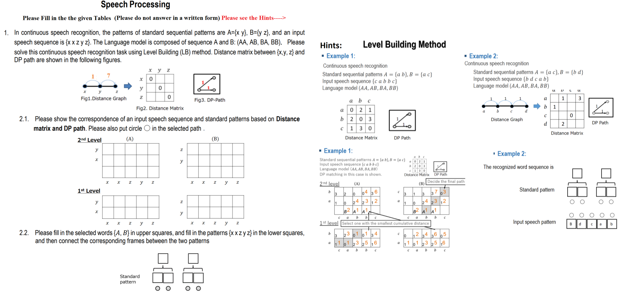 1. In continuous speech recognition, the patterns of