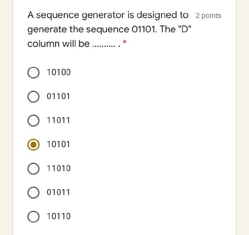 Solved A Sequence Generator Is Designed To 2 Points Generate | Chegg.com