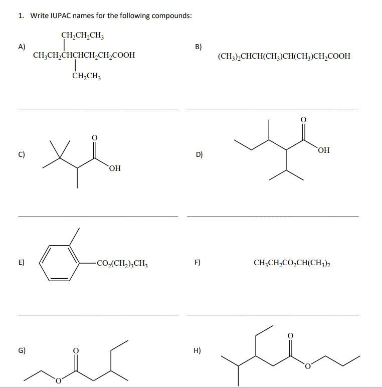 solved-1-write-iupac-names-for-the-following-compounds-chegg