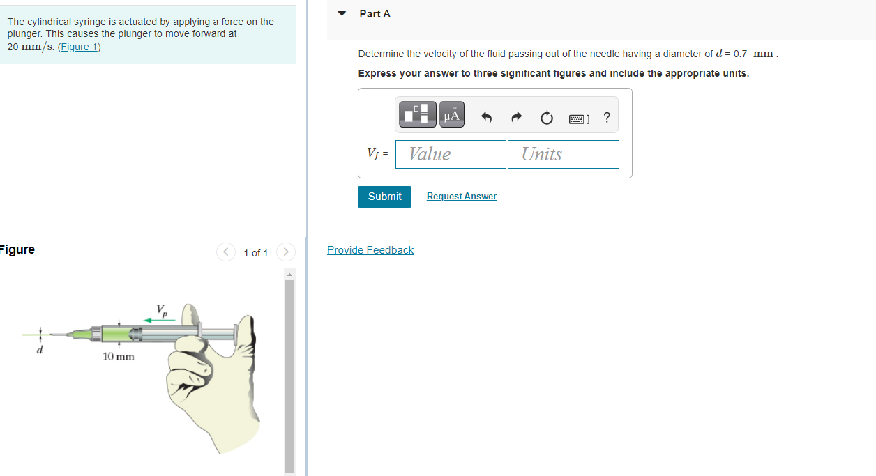 Solved Part A The cylindrical syringe is actuated by | Chegg.com