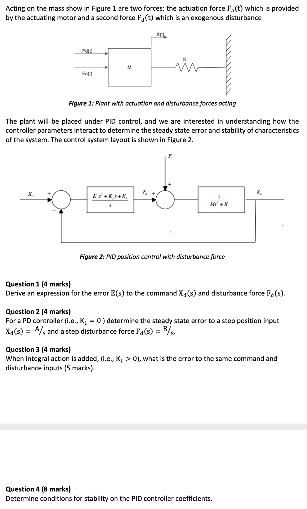 Solved Acting on the mass show in Figure 1 are two forces: | Chegg.com