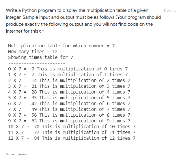 Solved 3 points Write a Python program to display the | Chegg.com