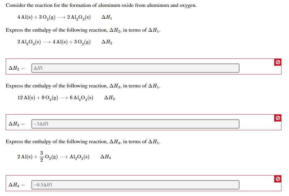 Solved Consider the reaction for the formation of aluminum