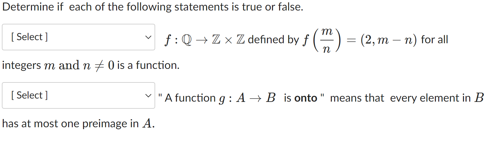 Solved Determine If Each Of The Following Statements Is True | Chegg.com