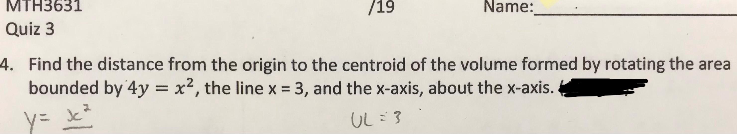 Find the distance from the origin to the centroid of | Chegg.com