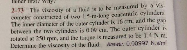 Solved tainer first? Wny 2-73 The viscosity of a fluid is to | Chegg.com