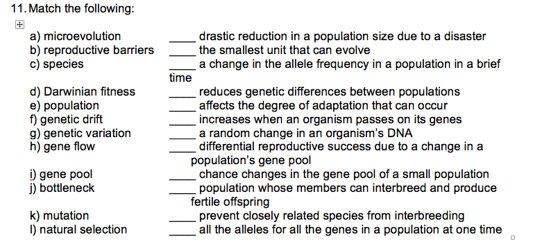Solved 11. Match the following a) microevolution b) | Chegg.com