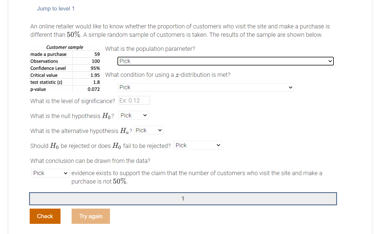 Solved Jump to level 1 An online retailer would like to know