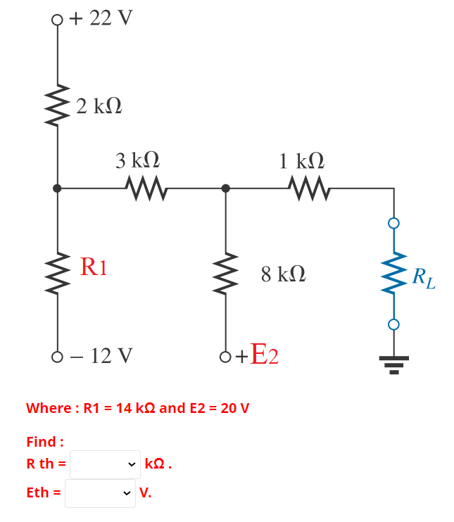 Solved R1=14kΩ and E2=20 V | Chegg.com