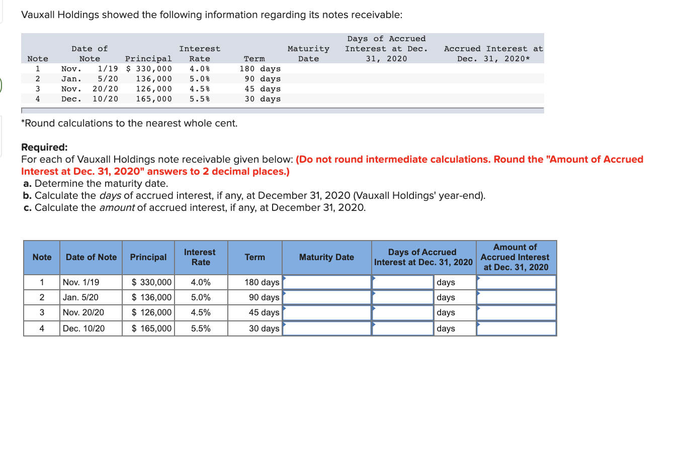 Solved Vauxall Holdings showed the following information