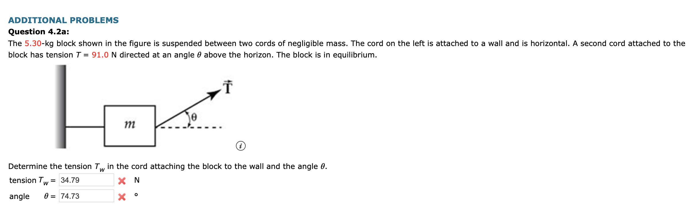 Solved Additional Problems Question 4.2a: The 5.30-kg Block 