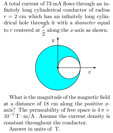 Solved A total current of 73 mA flows through an infinitely | Chegg.com