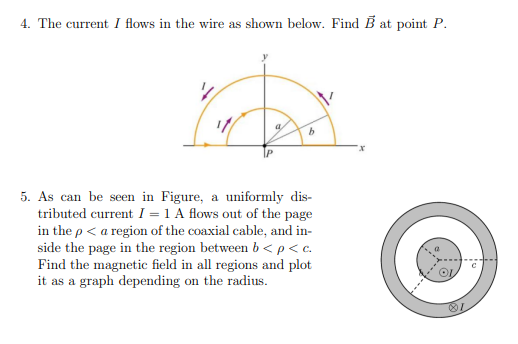 Solved 4. The current I flows in the wire as shown below. | Chegg.com