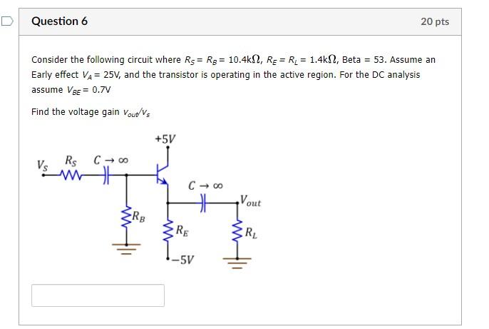 Solved D Question 6 20 pts Consider the following circuit | Chegg.com