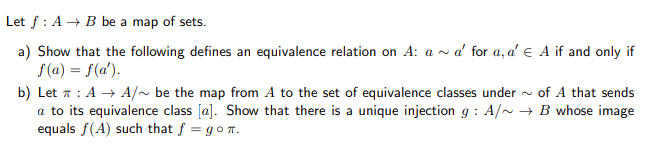 Solved Let F:A→B Be A Map Of Sets. A) Show That The | Chegg.com