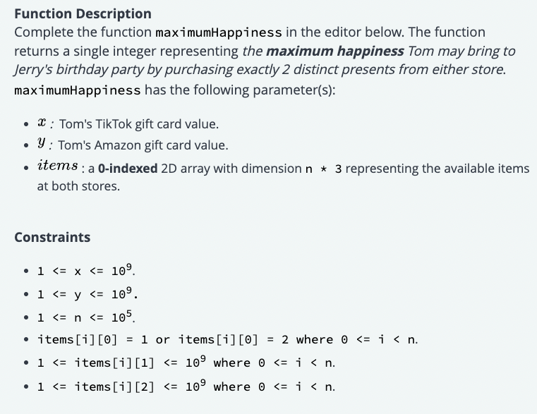 Birthday party and return gift 2024 hackerrank solution