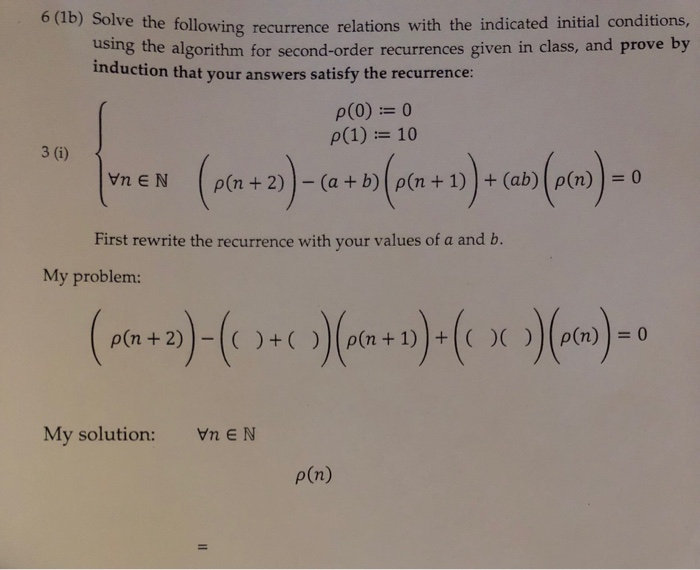 Solved 6 (lb) Solve the following recurrence relations with | Chegg.com
